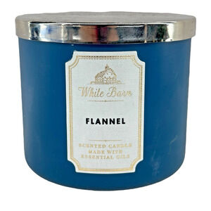 White Barn 3-Wick Scented Candle FLANNEL Bath & Body Works 14.5 oz. Glass Jar